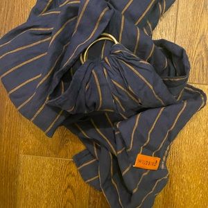WildBird navy stripe double chambray gold mustard stripe baby carrier sling